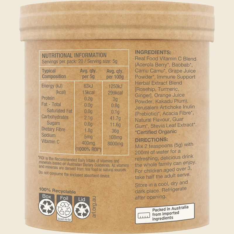 AMAZONIA Raw Organic Vitamin C Passionfruit 100g