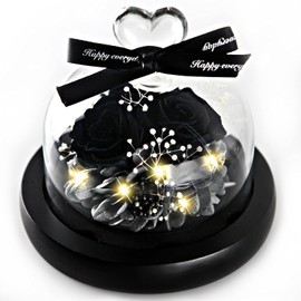 Forever Flowers - Rosas eternas reales, regalo con luces LED de estado de ánimo para el día de San Valentín, cumpleaños, aniversario, elegante regalo para novia, esposa, mamá y mujeres