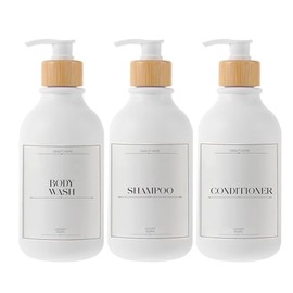 Kit de 3 Dispensadores de Jabon | 500 ML de Capacidad | Set de Juego de Baño para Manos | Botellas Dispensadoras de Shampoo (Blanco)