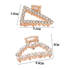 Wjelet Set of 2 Hair Accessories Gold Women's Pearls Metal Set with Pearls and Crystal Hair Clips for Women and Girls Hair Clips in Stylish Design