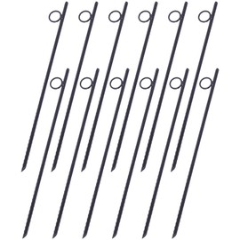 Heemab Rebar Stake with Loop, 12pcs Heavy-Duty Steel 3/8" x 18" Durable Ground Stakes with Angled Ends, Black
