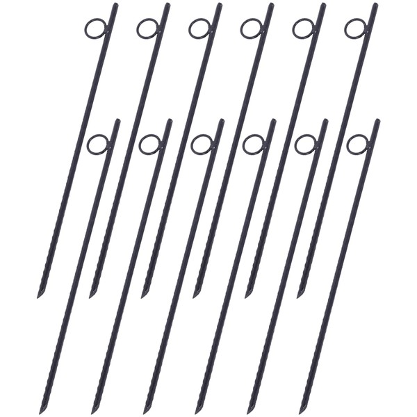 Heemab Rebar Stake with Loop, 12pcs Heavy-Duty Steel 3/8" x