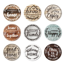 ANATTASOUL 9 Pcs Wood Coasters for Drinks Blessings Colorful Wooden Cup Mat for Coffee Table Decor, Absorbent Desk Coasters for Home, Apartment, Office, Bar