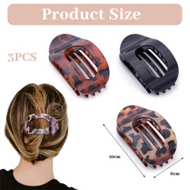 BelleVive 3 Pieces Flat Hair Clips for Thick Hair, Round Lay-Down Claw Clips for Women, Strong Hair Clips with Duck Bill, Large Hair Clips for Styling and Sectioning