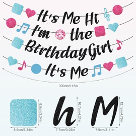 It's Me Hi I'm The Birthday Girl It's Me Banner, Pre-Strung Birthday Party Accessories Cute Girl Sign Friendship Birthday Party Decoration Glitter Singer Party Garland Backdrop