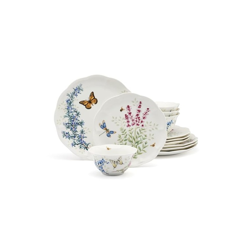 Lenox 897792 Butterfly Meadow Herbs 12-Piece Dinnerware Set