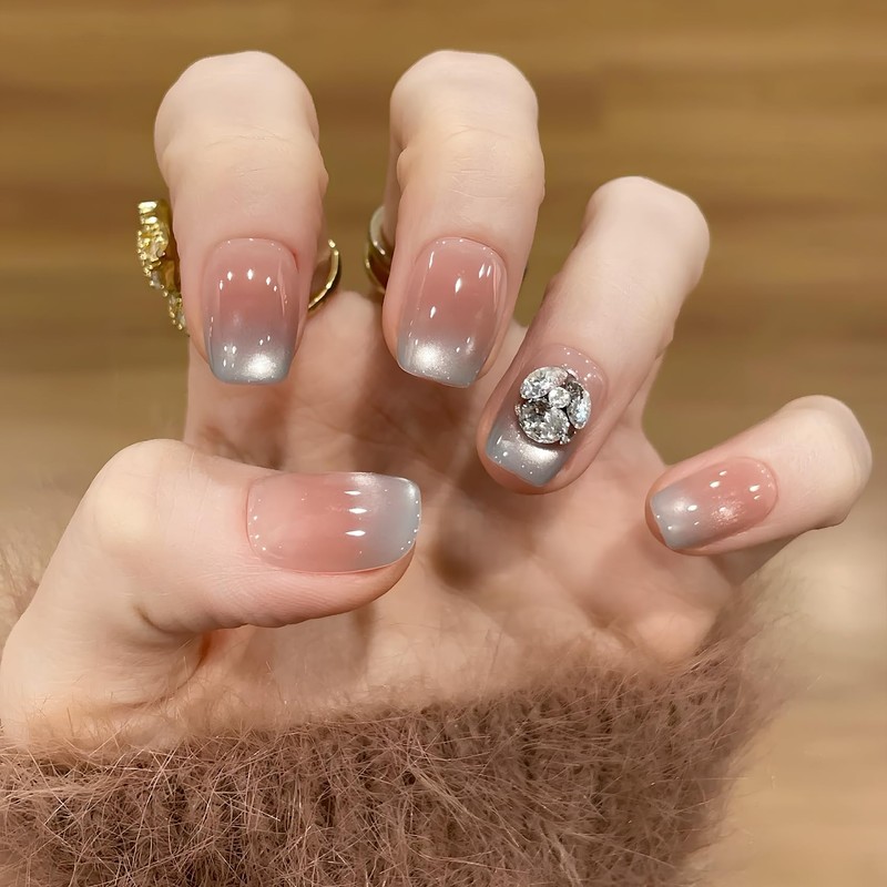 [ALLEVG]ネイルチップ 30枚入マグネットタイプ ショート ピンク 3D 春夏 人気 和風 かわいい シンプル