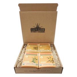 Herbal Tea Gift Box - Heka Mental Ease Organic Herbal Tea Gift Set- 4 boxes of 2 oz loose leaf, flower, & roots from Oregon (8 oz of herbs total)