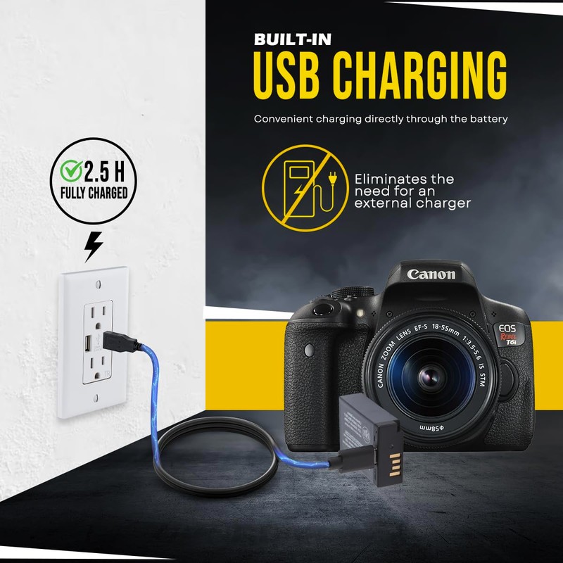 BM Premium LP-E17 Battery with Built-in Charging for Canon EOS