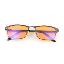 Blue Light Blocking Glasses Gaming Computer Gamer Eyeglasses for Women Men Anti-Fatigue Anti Glare UV Protection & Eyestrain Spring Hinge Full-rim Metal Frame Game Eyewear Lightweight Spectacles