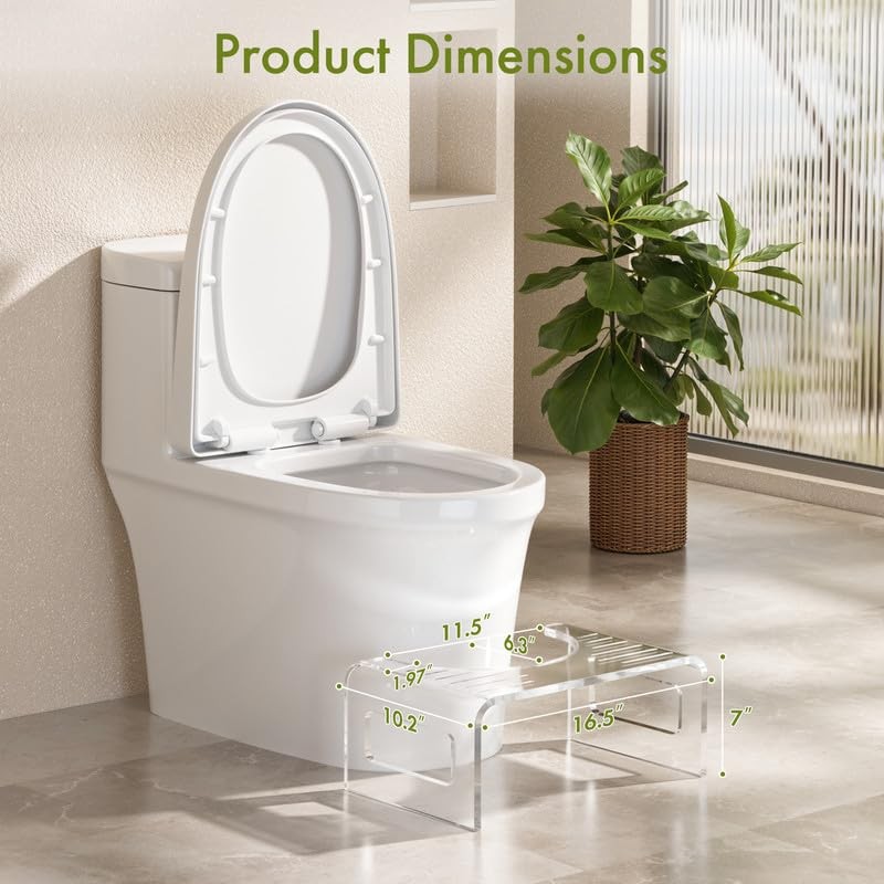 AmazerBath 7 Inches Acrylic Squat Potty, Clear Toilet Step Stool