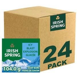 Irish Spring Icy Blast Bar Soap for Men, Mens Soap, Smell Fresh and Clean 12 Hours, Men Bars Washing Hands Body, Mild Skin, Recyclable Carton, 24 Pack, 3.7 Oz