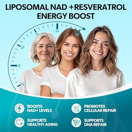 Suplemento líquido NAD para mujeres, gotas liposomales de NAD+ de 1200 mg con resveratrol NAD Plus, Tmg, Quercetina, Anti-Aging, Regeneración Celular,