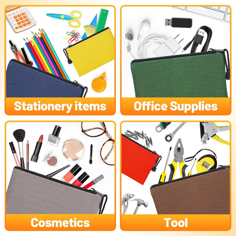 ANPHSIN 6 Pack Canvas Tool Bags - Heavy Duty Zipper