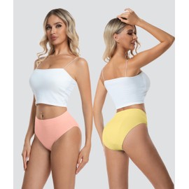 SUNCHIRI Women's High Cut Incontinence Underwear, Washable Leakproof Reusable High Waisted Briefs for Bladder Leak, 3 Pack (Multicolor01, Large)