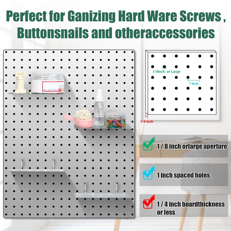 Funrous 4 Pack Pegboard Shelves Wall Organizer Peg Board Shelf