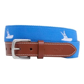 vineyard vines Sportfisher Embroidered Canvas Club Belt, Hull Blue, 30
