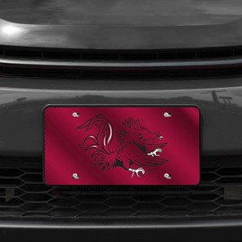 Rico South Carolina Gamecocks Red Mirror Look Acrylic License Plate Laser Tag