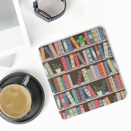 kwmobile Flip Case Compatible with Tolino Vision 6 Case - eReader Case - Bookshelf with Plants Blue Green Pink