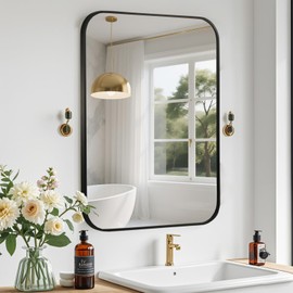 CLBA Black Bathroom Mirror, 30x36 Inch Aluminum Frame Rectangle Mirror, Anti-Rust, Tempered Glass, Wall Mirror for Over Sink, Vanity, Bedroom, Entryway, Horizontal/Vertical