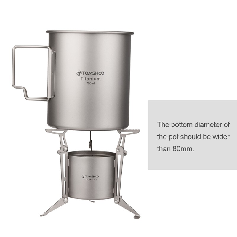 TOMSHOO Titanium Alcohol Stove with Foldable Legs and Pot Supports
