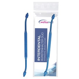 wellsamed Duo Interdental Brush Holder with Angled Head Blue for Effective Cleaning of Interdental Spaces