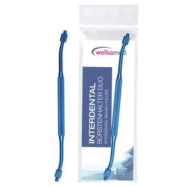 wellsamed Duo Interdental Brush Holder with Angled Head Blue for Effective Cleaning of Interdental Spaces