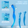 UPIQNG 3Pcs Denture Toothbrush Double Heads Denture Brush Portable Denture