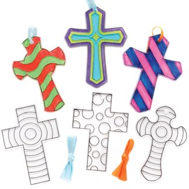 Baker Ross AX789 Cross Suncatcher Decorations - Pack of 10, Acrylic Decorations, Window Hanging, Religious Crafts, Art Projects