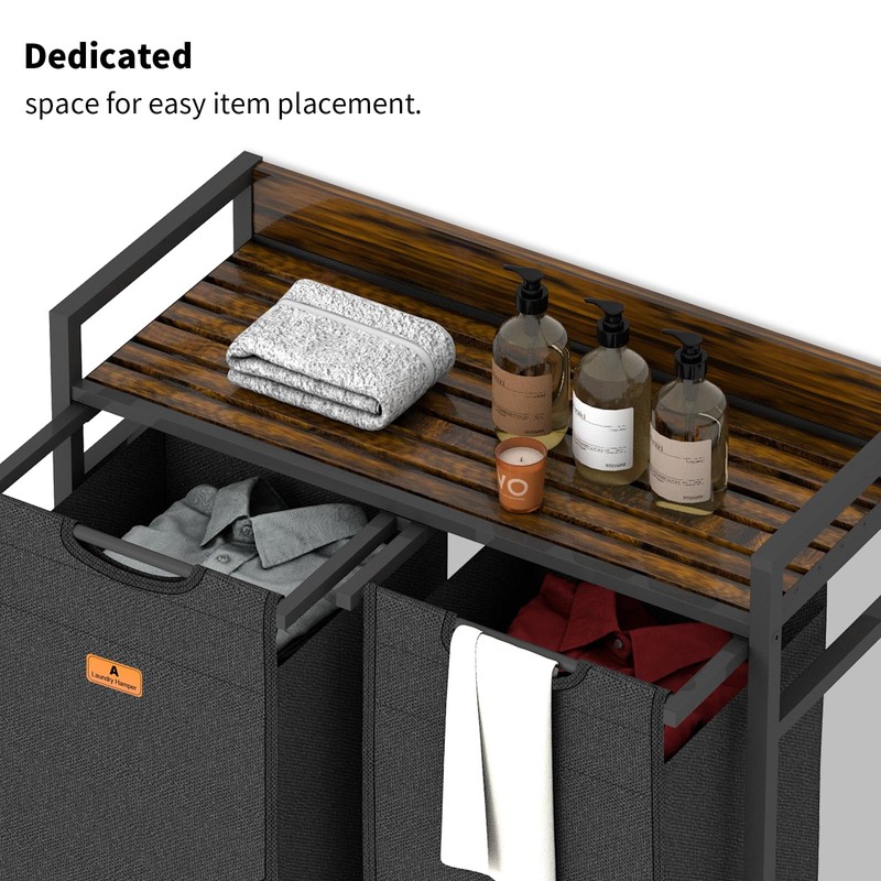 SZHLUX Laundry Hamper, Laundry Basket with Classification Labels and 2