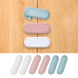 Zuosiba 6 Pack Proof Cabinet Locks, Baby Safety Cabinet Fridge Locks, Proof Refrigerator Lock with Sticky Adhesive for Cabinets Oven Drawer Fridge (White+Pink+Blue)