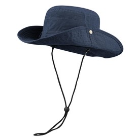 Croogo Summer Outdoor Sun Hat Fishing Safari Bonnie Cap Boonie Fisherman Hat Jungle Hat with Adjustable Chin Strap,Blue-HJY6