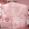 Mosquito Net, Luxury Princess 3 Side Openings Post Bed Curtain