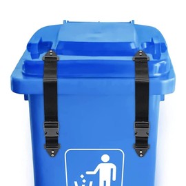 NICENEEDED Pack of 2 Bin Locks, Rubbish Bin Strap with Buckle Type, Semi-Automatic Rubbish Bin, Lid Lock, Rubbish Bin Lock for Outdoor Door