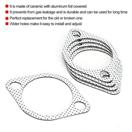 TKSE Exhaust Pipe Metal Gasket, 5 Pieces 3 Inch Ceramic Exhaust Pipe Metal Gasket with Reinforced Ring 3 Inch 76 mm Downpipe