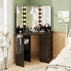 CHARMAID Corner Vanity Desk with Mirror and Lights, Black Makeup