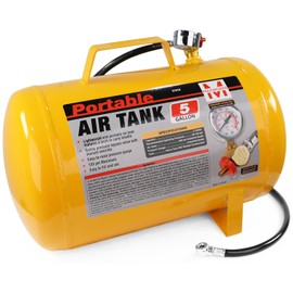 MaxWorks 51010 Portable 5 Gallon Air Tank with Pressure Gauge and Safety Valve Lightweight Durable Construction with 40 Inch Hose for Easy Tool Connections 140 PSI Max