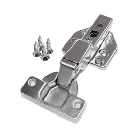 LANZZAS Centre Stop 110 Degree Cabinet Hinge with 3D Mounting Plate, Cover Caps and Screws as a Complete Set of 5