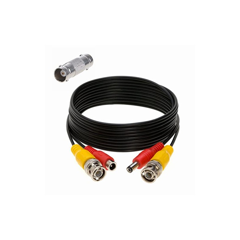 FITE ON 25ft Black BNC Video Power Wire Cord Compatible