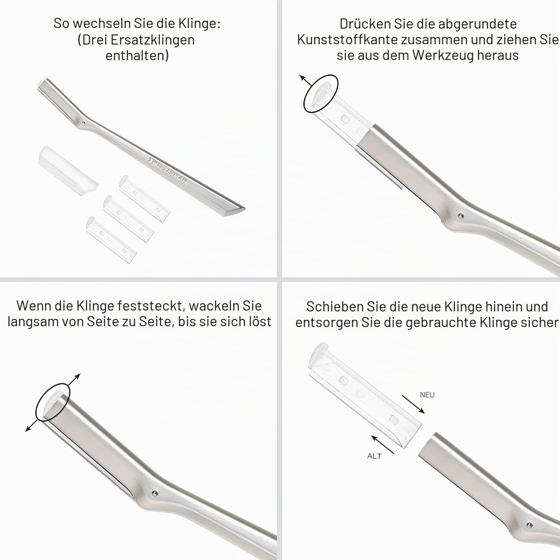 TWEEZERMAN Replacement Blades for Facial Hair Razor (Pack of 4)