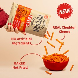 Heirloom Baked Fiery Cheddar Fries by Pipcorn - 5oz 6pk - Healthy Snacks, Gluten Free Snacks, Non-GMO, Upcycled Heirloom Corn Flour, Vegan, Baked Not Fried Snacks