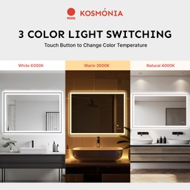 24x32'' LED Bathroom Mirror w/Light, Aluminum Frame, Dimmable Front & Backlit, Anti-Fog, Distortion Free, Light Memory, Tempered & Shatter-Proof Wall Mounted Vanity Silver Coating Mirror