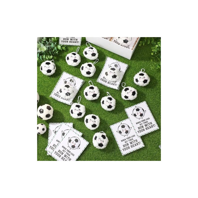 Jenaai Soccer Keychain Set with Inspirational Cards - 20 Pack