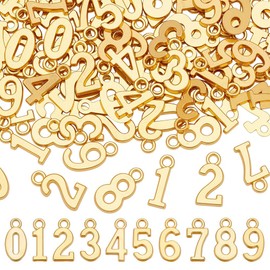 CRAFTYMELODY 120 Stück Metall 0 9 Zahlen Charm Gold Arabische Zahlen Figuren Anhänger Bulk Für Schmuckherstellung Zubehör Zubehör