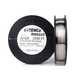 TEMCo Pure Nickel Wire 32 Gauge 2500 Ft non resistance AWG Ni200 Nickel 200Êga