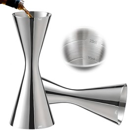 Delgeo Stainless Steel Cocktail Jigger - Professional 10ml/20ml/30ml/45ml Spirit Measure for Bartenders, Perfect Cocktail Measure and Wine Measure, Durable Drinks Measure for Spirits(Silver)