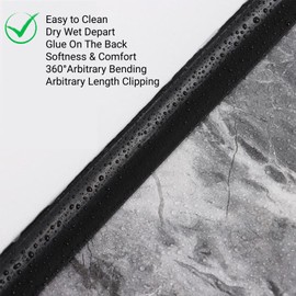 Self Adhesive Silicone Waterproof Shower Water Strip Dam Shower Threshold Water Dam Water Barrier for Sink Bathroom and Kitchen Shower Guard Corner Water Retaining Dam Strip (79inch, Black)