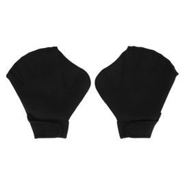 2Pcs Swimming Webbed Gloves Open Fingers Adjustable Swimming Training Gloves with Wrist Strap for Swimming Diving Black M