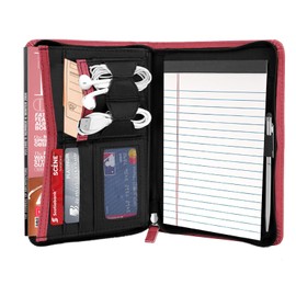 Gorbado Small Portfolio Organizer, A5 Zippered Business Portfolio, Junior Padfolio Folder Binder for Women,5 x 8 Writing Pad Included, Red.