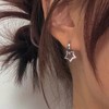TseenYi Star Huggie Hoop Earrings Silver Star Dangle CZ Star